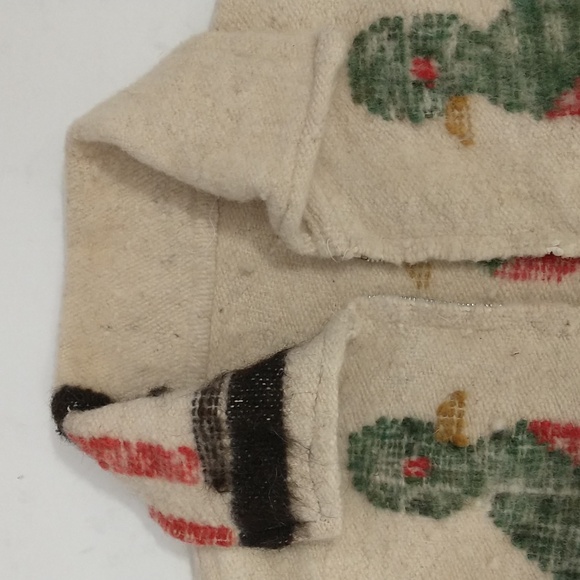 Vintage 70s Wool Jacket Love Birds Hand Crafted South American Woven w Fringe - Picture 10 of 16